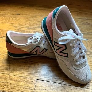 New Balance 620 Sneaker From JCrew.  Pink, white and Green.